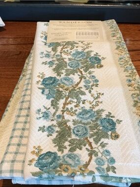 Sanderson Blue Floral Kitchen Towels - Set of 3